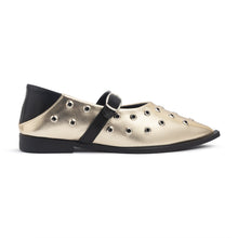 Pointy Toe Grommet Mary Jane Metallic