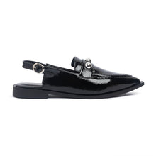Mega Studded Slingback Flats Glazed Leather