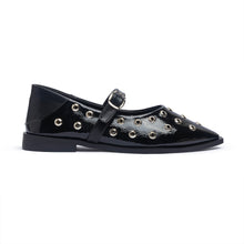 Pointy Toe Grommet Mary Jane Glazed Leather