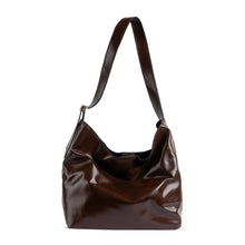Nina Brown Glazed Leather Shoulder Bag