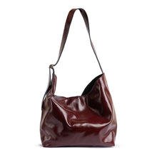 Nina Burgundy Glazed Leather Shoulder Bag