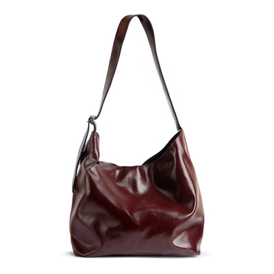 Nina Burgundy Glazed Leather Shoulder Bag