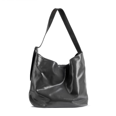 Nina Grey Glazed Leather Shoulder Bag