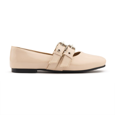 Double Belt Flat Mary Janes Vernis