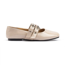 Double Belt Flat Mary Janes Glazed Leather