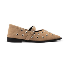 Pointy Toe Grommet Mary Jane Suede