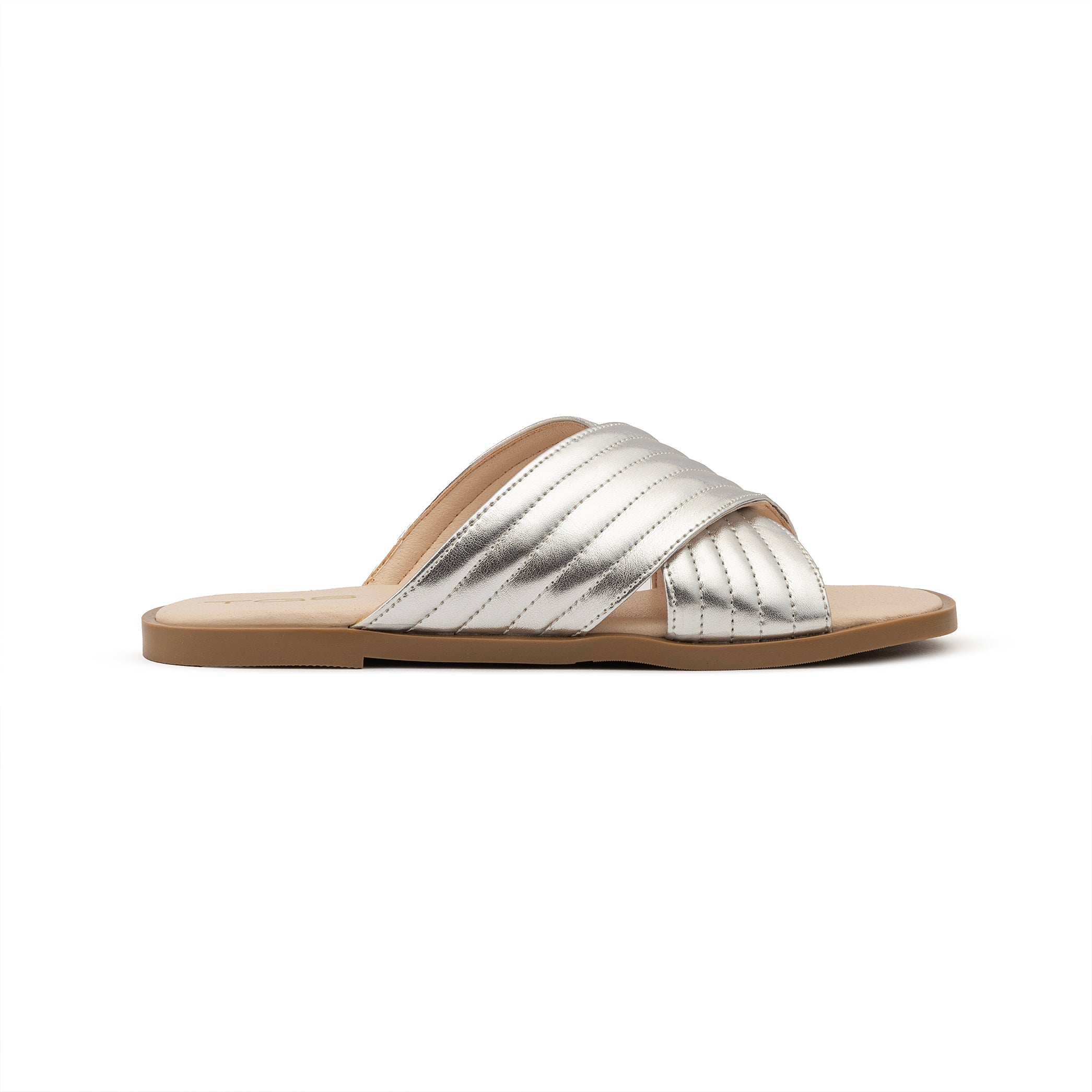 Padded Criss Cross Slippers Metallic – TGS Worldwide