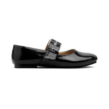 Belt Flat Mary Janes Glazed Leather