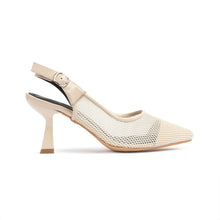 Flared Heel Mesh Slingbacks