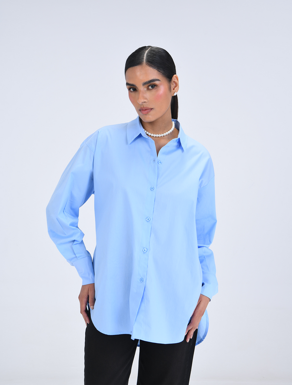 Blue Basic Button Down Shirt