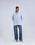 White/Blue Striped Poplin Shirt