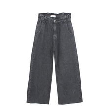 Grey Flared Scrunch Waist Jeans