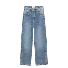 Blue Ankle Snap Straight Leg Jeans