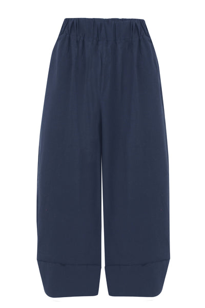 Navy Blue Balloon Linen Pants