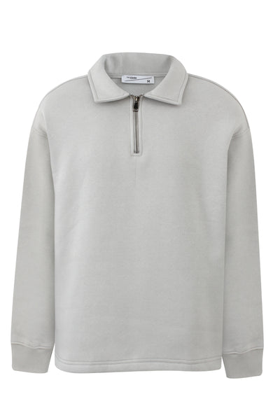 Light Grey Quarter Zip Polo Sweater