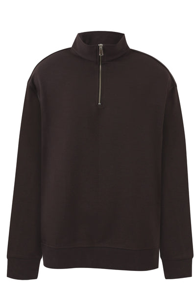 Brown Quarter Zip Collar Sweater