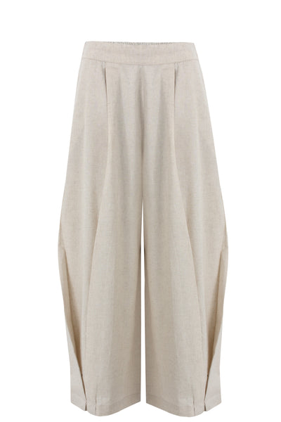Light Beige Wide Leg Linen Pants