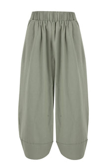 Khaki Green Balloon Linen Pants