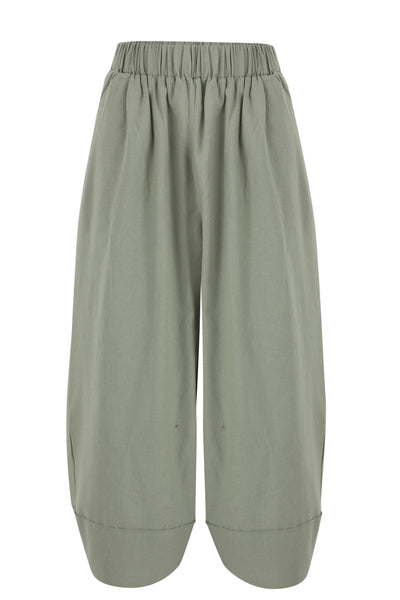 Khaki Green Balloon Linen Pants