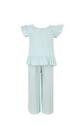 Mint Ruffle Linen Girls Set