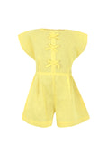 Yellow Bow Linen Girls Jumpsuit