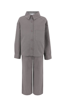 Grey Linen Girls Set