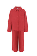 Red Linen Girls Set