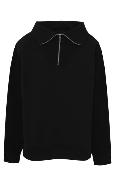 Black Half Zip Ribbed Sweater
