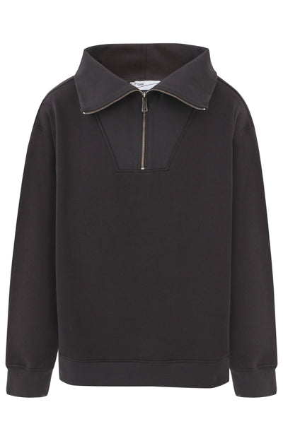 Dark Grey Half Zip Ribbed Sweater