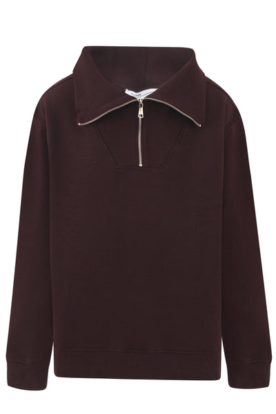Burgundy Half Zip Ribbed Sweater