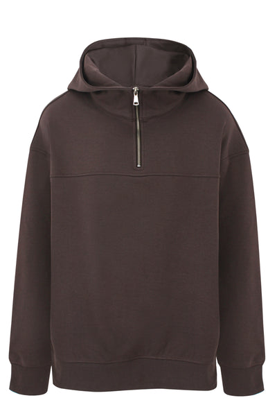 Brown Quarter Zip Hoodie