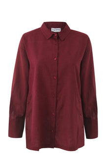 Burgundy Linen Button Down & Side Shirt