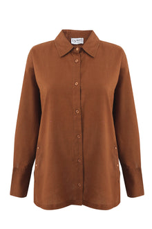 Brown Linen Button Down & Side Shirt