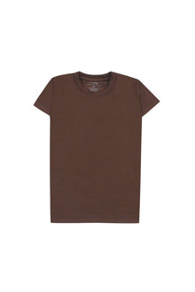 Brown Short Sleeves Basic Girls Top