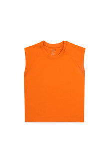Sun Orange Sleeveless Kids Raglan