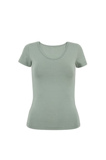 Olive Short Sleeves V-Neck Top