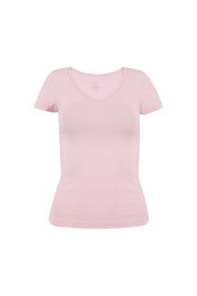 Pink Short Sleeves V-Neck Top