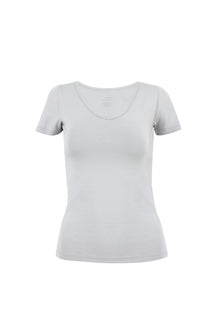Silver Short Sleeves V-Neck Top