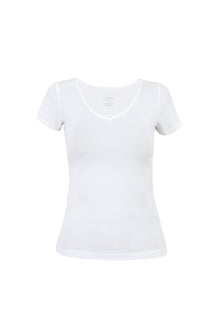 White Short Sleeves V-Neck Top
