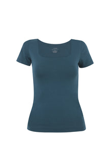 Petroleum Square Neck Short Sleeves Top