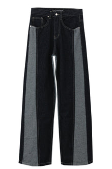 Duo Tone Wide Leg Jeans Dark Blue X Blue
