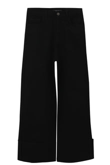 Black Wide Leg Contrast Cuff Jeans