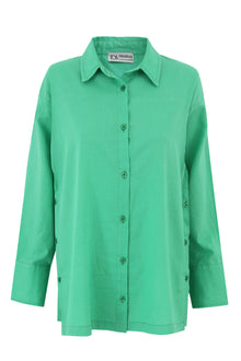 Green Linen Side Buttons Shirt