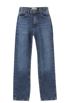 Dark Blue Mid Rise Straight Jeans