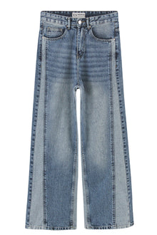 Duo Tone Wide Leg Jeans Dark Blue X Light Blue Wash