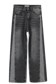 Duo Tone Wide Leg Jeans Dark Grey X Light Grey Wash