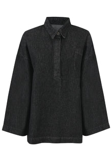 Raw Black V Denim Top