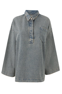 Light Blue Tint V Denim Top