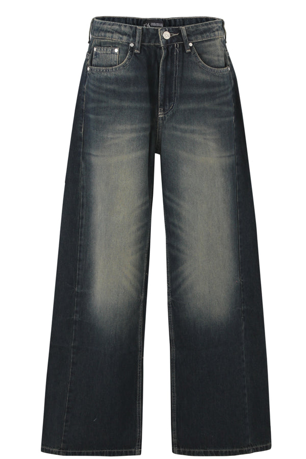 Dark Blue Wash Flared Leg Jeans