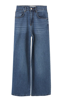 Light Blue Mid Rise Wide Leg Jeans